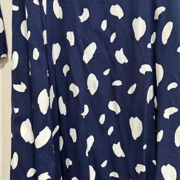 Reformation Sigmund Dress Splatter Blue White Dot Midi Slit (D8) - Picture 6 of 9